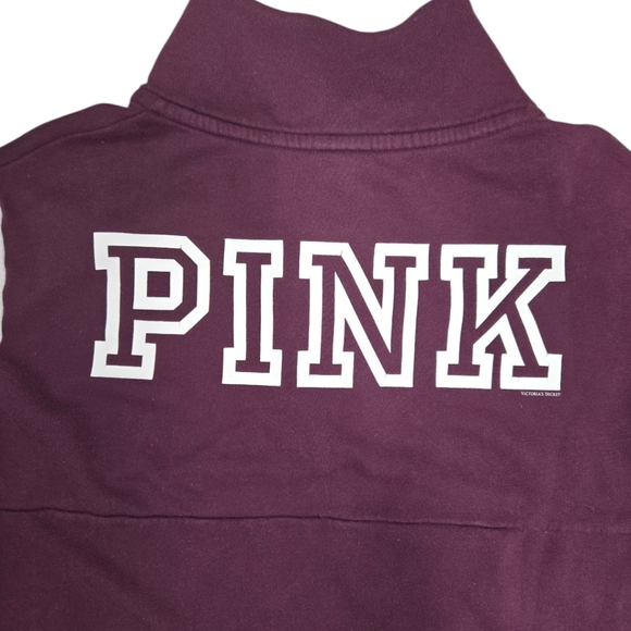 PINK VS Graphic Sweatshirt Quarter Half-Zip Pullover Black Orchid Medium - Picture 6 of 7